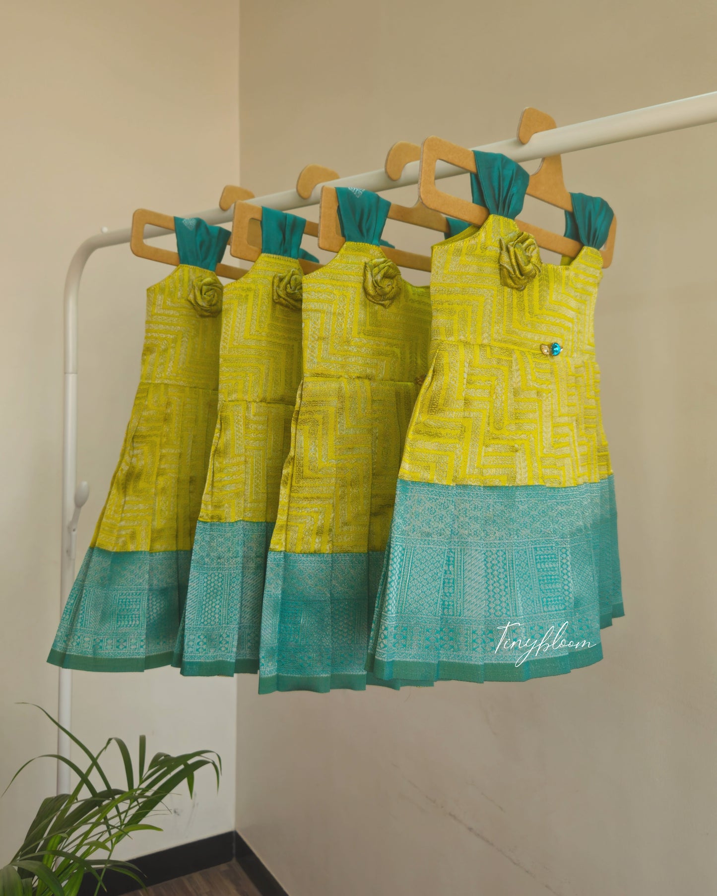 Semi Silk Frock - Lush Green